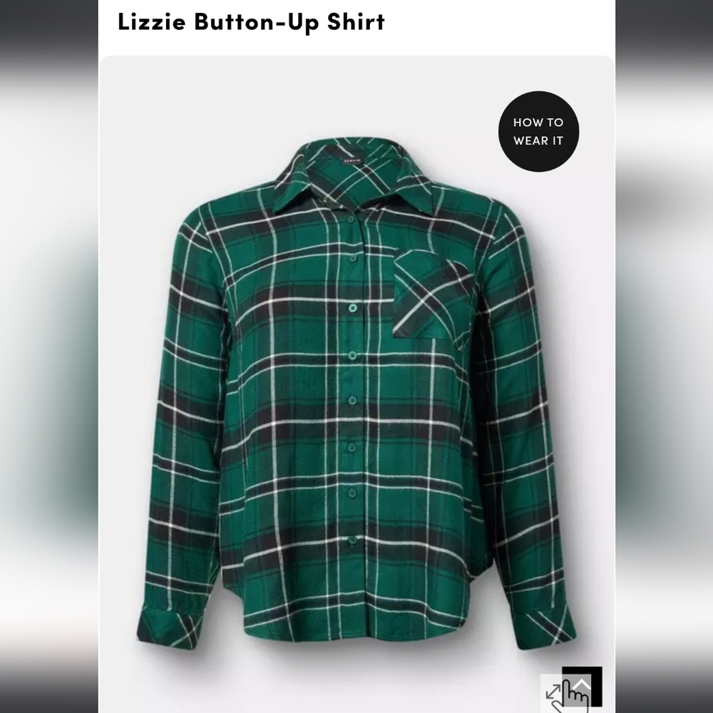 Torrid Green Plaid Button-Down Shirt